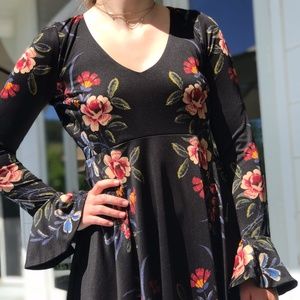 Free People Black Floral Dress